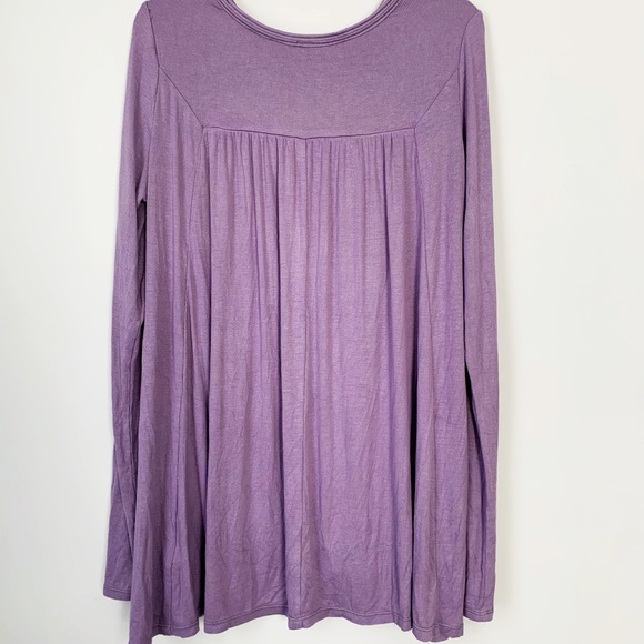 Free People Love Valley Long Sleeve Top Purple Tee - Picture 14 of 16